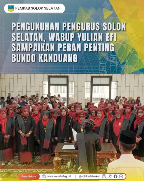 Pengukuhan Pengurus Solok Selatan, Wabup Yulian Efi Sampaikan Peran Penting Bundo Kanduang