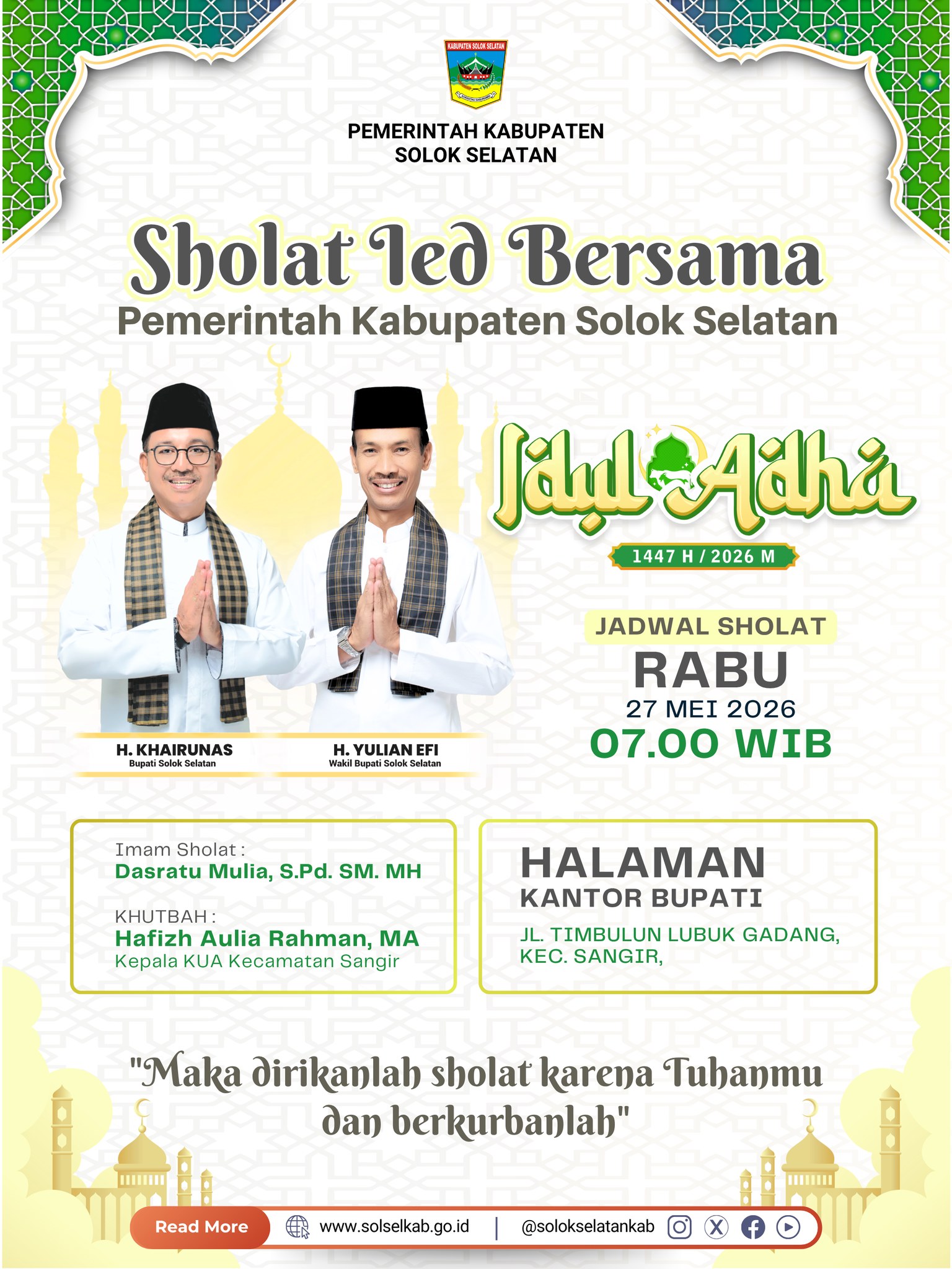 Sholat Idul Adha 1447 H di Kantor Bupati