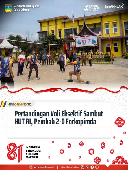 Pertandingan Voli Eksektif Sambut HUT RI, Pemkab 2-0 Forkopimda
