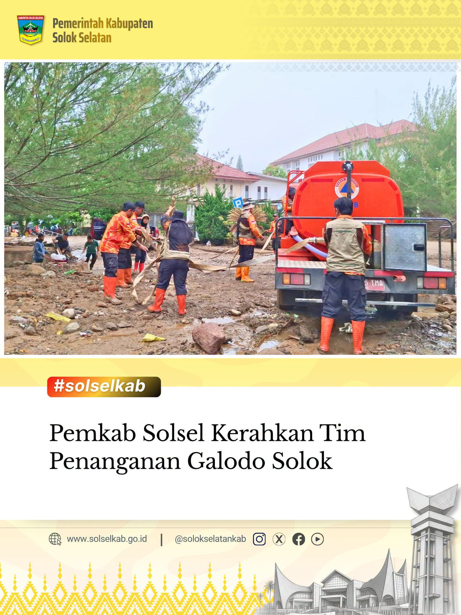 Pemkab Solsel Kerahkan Tim Penanganan Galodo Solok